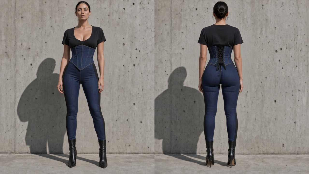 Denim corset